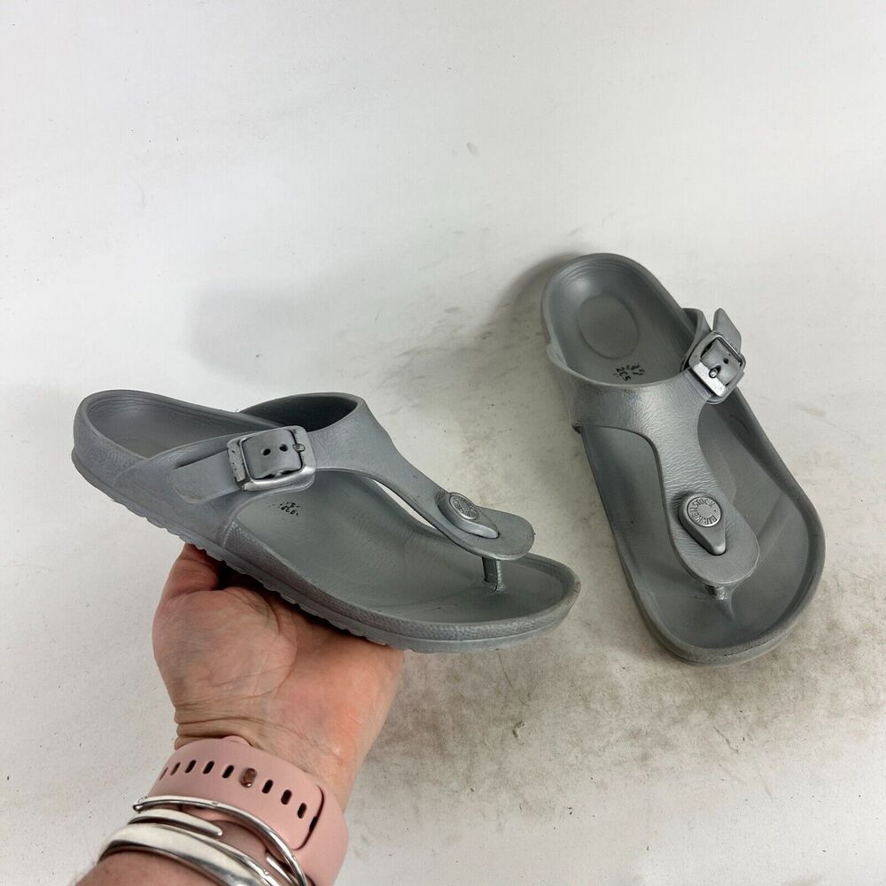 Birkenstock Flip Flop Kids 1 Gray Rubber Open Toe Casual Preppy Slide Sandals